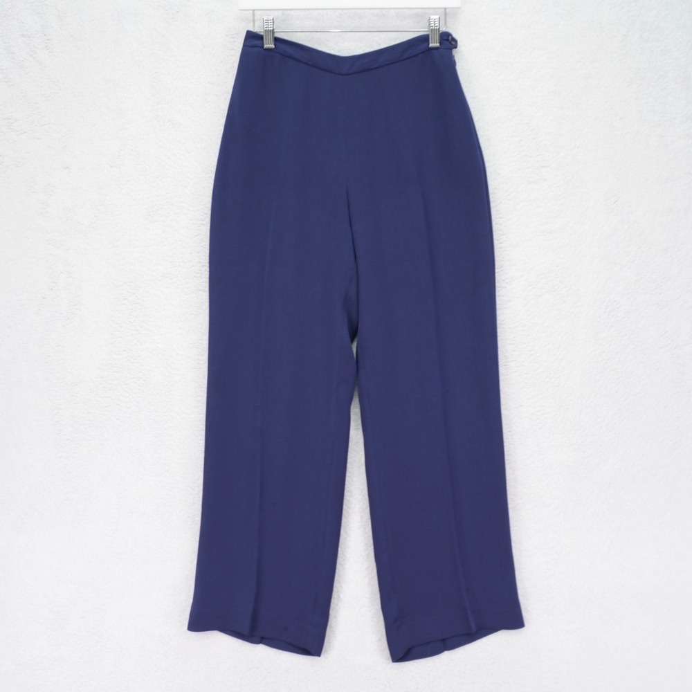 Petite Sophisticate Lined Sheer Blue Pants Polyester -2- 27 / 29.5 Mid Rise - Picture 3 of 6
